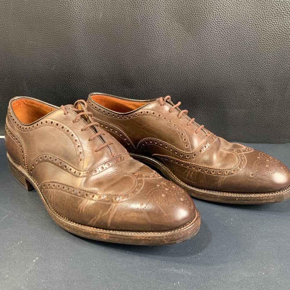 Alan McAfee Men Brown Wing Tip Dress Men’s Shoe size 10 E London Leather Lace Up